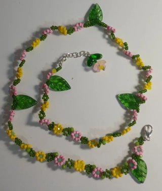 Collar Artesanal Flores Cuentas