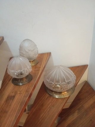 3 plafones cristal estilo Art Decó
