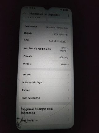 Móvil OPPO A78 5G Negro/Azul   Pantalla algo rota