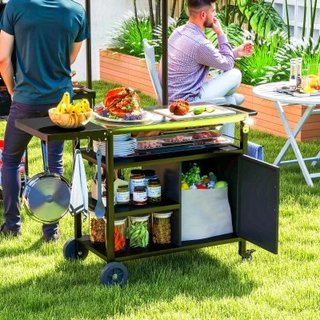 Outsunny Carrello da giardino 127x51x84cm Nero · M