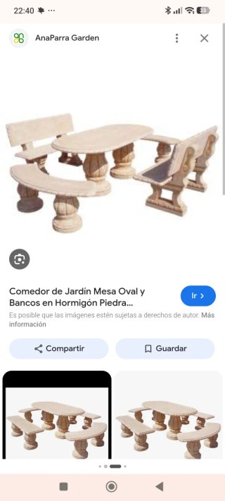 Conjunto banco y mesa de piedra y terracota