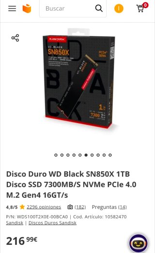 SSD NVMe WD Black 1TB SN850X