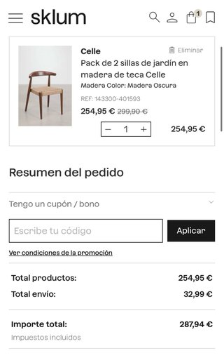 Pack 2 Sillas Sklum NUEVAS