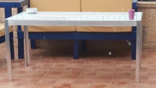 Mesa de jardín cristal y aluminio