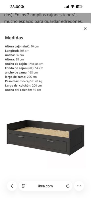 Estructura Diván BRIMNES IKEA Negro