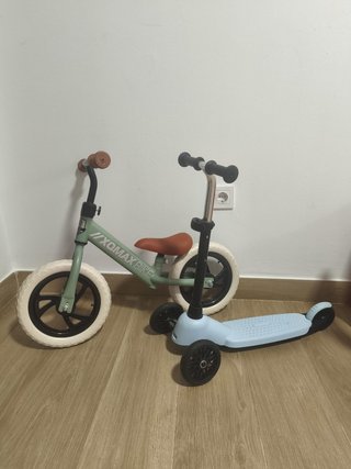 Bici sin pedales y patinete 3 ruedas