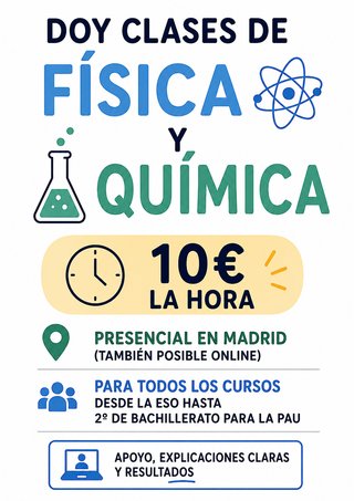 Clases de apoyo Física y Química ESO y Bachiller