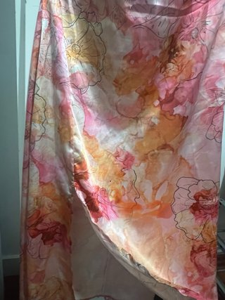 Vestido largo satinado estampado floral S