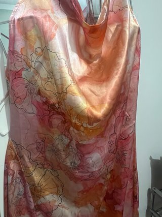 Vestido largo satinado estampado floral S