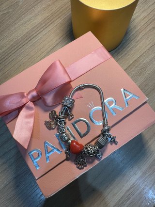 Pulsera Pandora Corazón Rojo y Plata