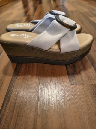 Ciabatte donna Be Chic bianche con fibbia
