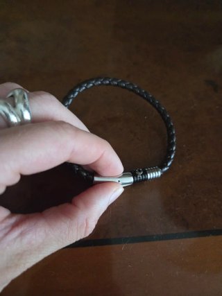 Pulsera Police Cuero Trenzado Unisex Plata