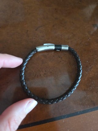 Pulsera Police Cuero Trenzado Unisex Plata