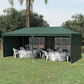 Outsunny Gazebo da Giardino 6x3m con Pareti Verde