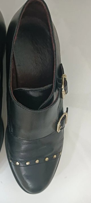 E165-Zapatos piel doble hebilla