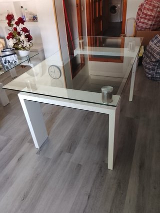 Mesa de centro cristal blanca
