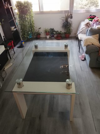Mesa de centro cristal blanca