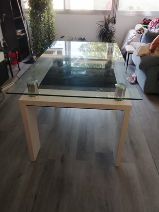 Mesa de centro cristal blanca
