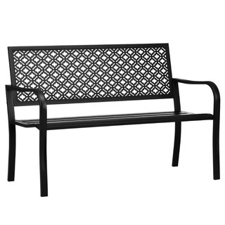 Gartenbank aus Metall, 2-Sitzer, Blumenmuster,