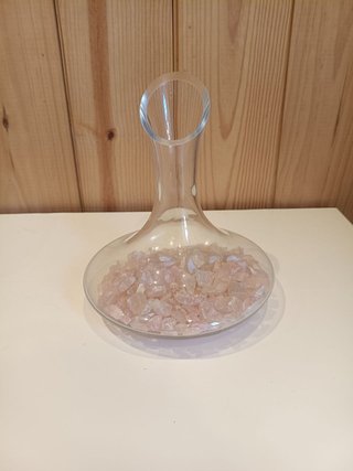 Jarrón Decantador Cristal con Piedras Rosas