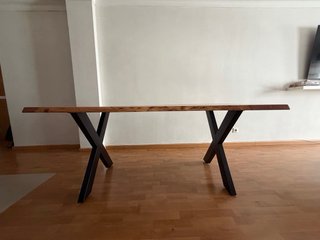Mesa comedor madera rústica patas negras