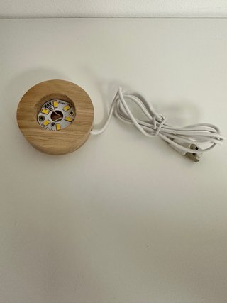 Lampada sfera cristallo con base legno