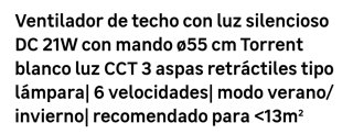 Ventilador de techo DC21W con luz y mando