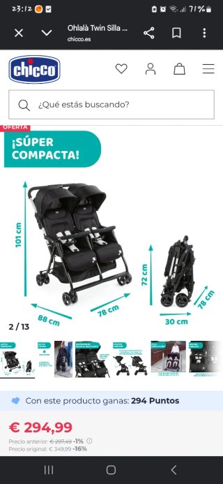 Silla de paseo gemelar Chicco Ohlalà