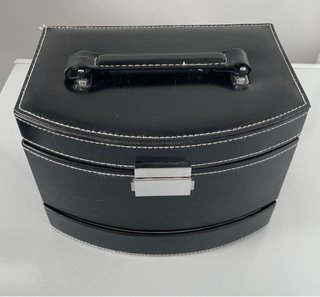 Joyero negro y beige con espejo