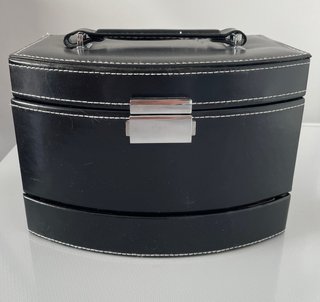 Joyero negro y beige con espejo