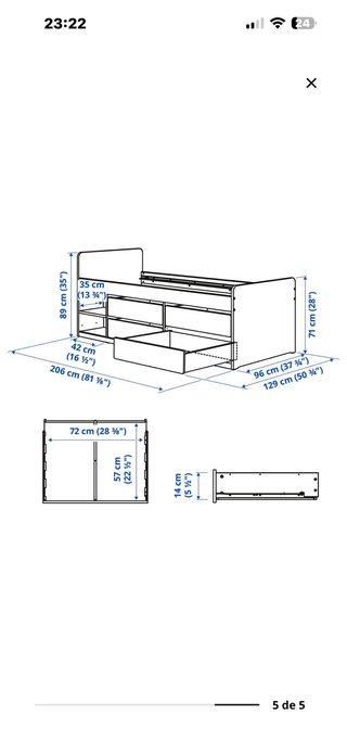 Cama nido blanca con cajones Ikea