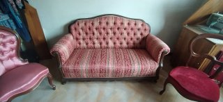 6 Sillas Isabelinas Antiguas Rosa y Madera