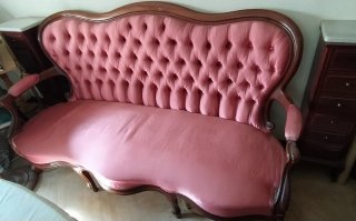 6 Sillas Isabelinas Antiguas Rosa y Madera