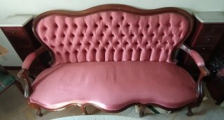 6 Sillas Isabelinas Antiguas Rosa y Madera