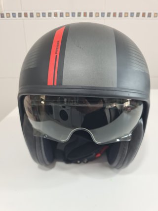 Casco Moto Jet Premier Negro y Rojo