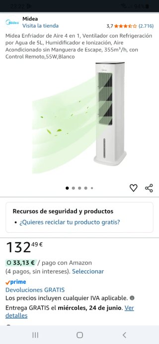 Enfriador de aire Midea blanco