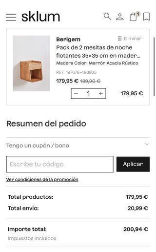 2 Mesitas de Noche Sklum NUEVAS