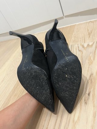 Botines Zara Tacón Puntiagudos Charol y Ante