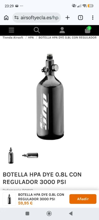 Botella HPA DYE 0.8L