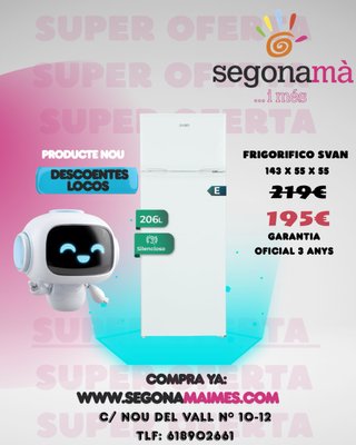 Frigorífico SVAN 143x55x55cm Nuevo