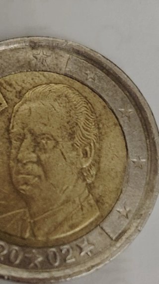 2 Euro Spagna 2002 Errore Metallo