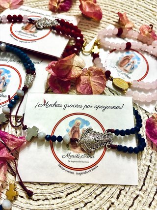 Rosario Virgen del Rocío azul oscuro y gris claro