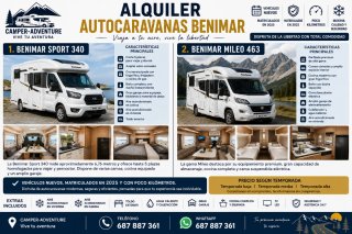 Alquiler Autocaravanas Benimar Nuevas 2025