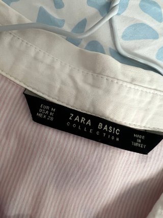 Camisa Zara Rayas Rosa y Blanco Talla S