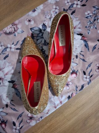 Tacones de fiesta dorados talla 39