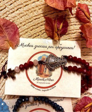 Rosario Virgen del Rocío rojo y rosa