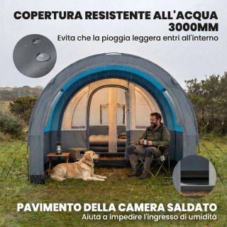 Tenda da Campeggio 3 Posti Impermeabile con Zona N