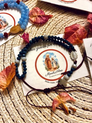 Rosario Virgen de Guadalupe azul oscuro y gris