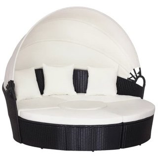 Outsunny Rattan Round Sofa Bed w/ Canopy 180cm x 1