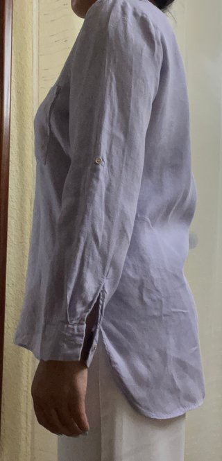 Blusa Zara Lila Manga Larga Cuello Pico